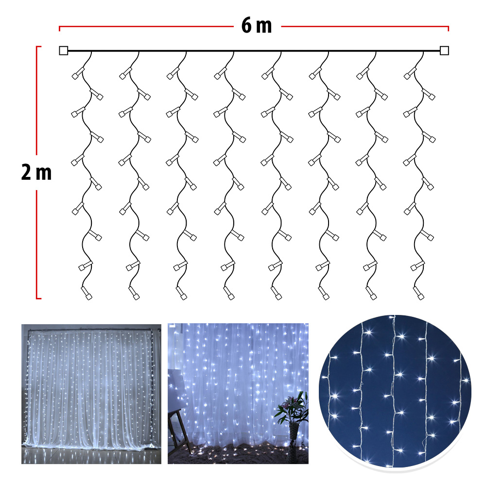 Luz Cascada 6X2 Metros 480 LED Luces Navidad Blanca 480LEDB2